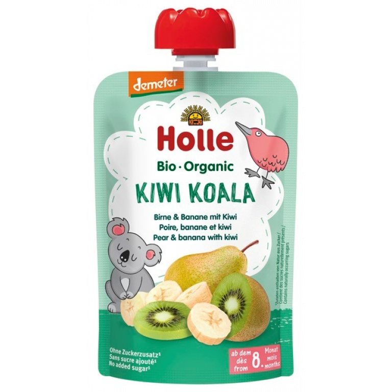 MUS W TUBCE KIWI KOALA (GRUSZKA - BANAN - KIWI) BEZ DODATKU CUKRÓW OD 8 MIESIĄCA DEMETER BIO 100 g - HOLLE