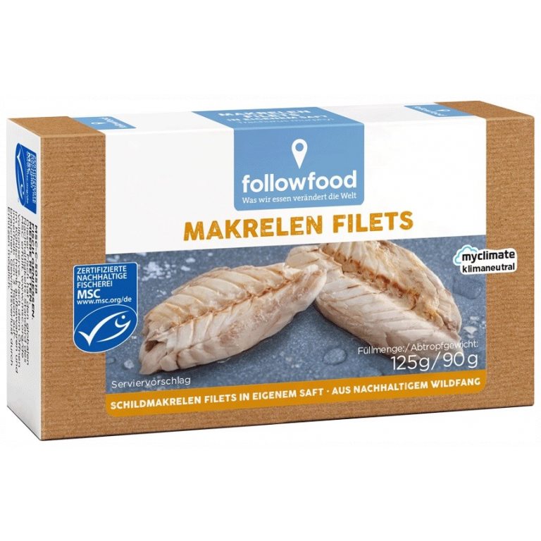 MAKRELA MSC FILETY W SOSIE WŁASNYM 125 g (90 g) - FOLLOWFOOD