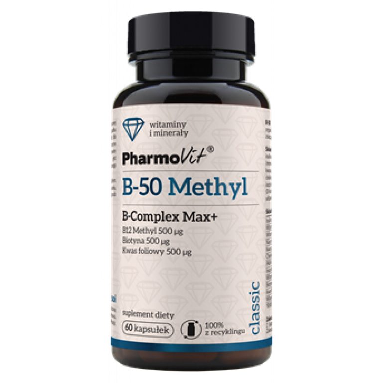 WITAMINA B-50 METHYL B-COMPLEX MAX+ BEZGLUTENOWA 60 KAPSUŁEK - PHARMOVIT (CLASSIC)