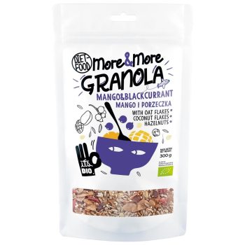 GRANOLA Z MANGO I CZARNĄ PORZECZKĄ BIO 300 g - DIET-FOOD  (MORE & MORE)