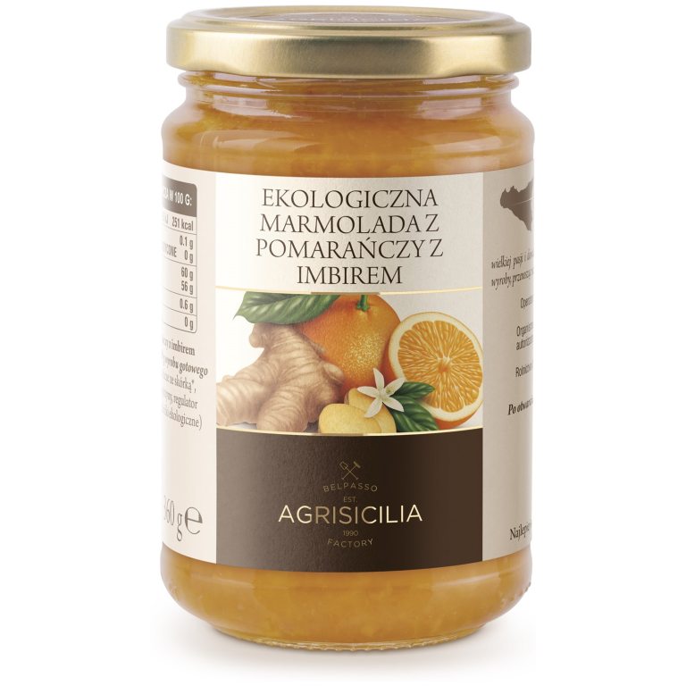 MARMOLADA Z POMARAŃCZY Z IMBIREM BIO 360 g - AGRISICILIA