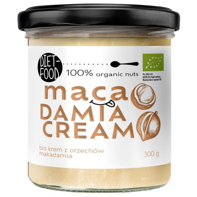 KREM Z ORZECHÓW MACADAMIA BEZ DODATKU CUKRÓW BIO 300 g - DIET-FOOD