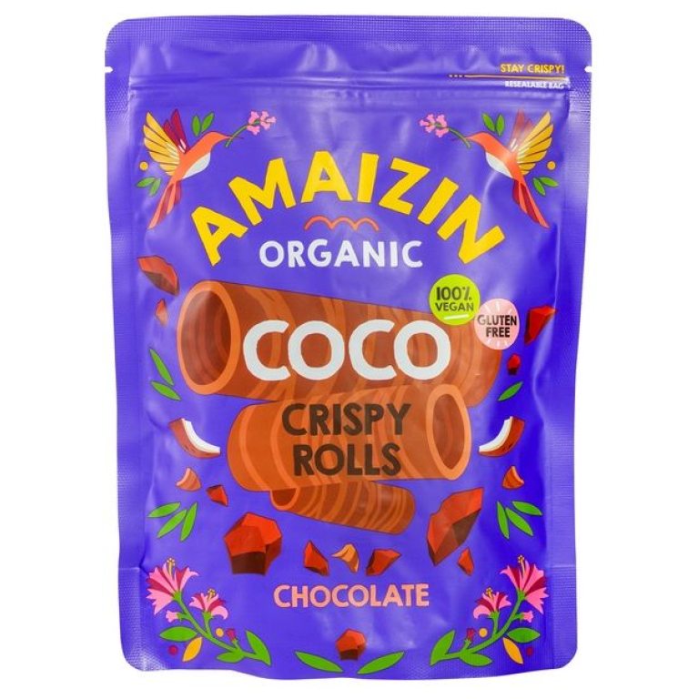 RURKI WAFLOWE KOKOSOWO - CZEKOLADOWE BEZGLUTENOWE BIO 140 g - AMAIZIN