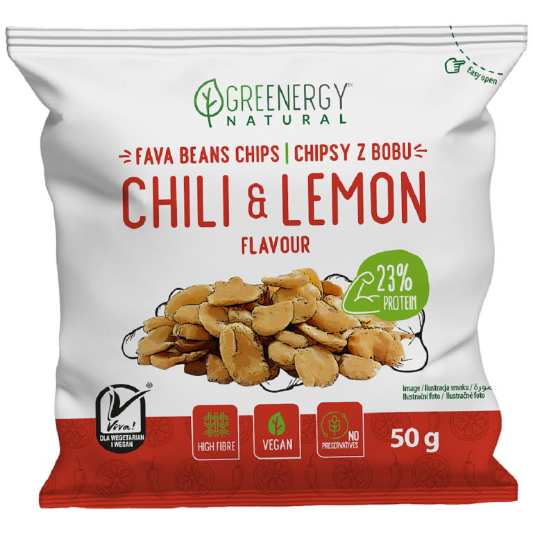 BÓB PRAŻONY O SMAKU CHILI I CYTRYNY 50 g - GREENERGY