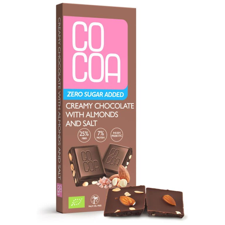 CZEKOLADA CREAMY Z MIGDAŁAMI I SOLĄ BEZ DODATKU CUKRÓW BIO 40 g - COCOA