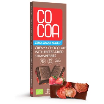 CZEKOLADA CREAMY Z TRUSKAWKAMI BEZ DODATKU CUKRÓW BIO 40 g - COCOA