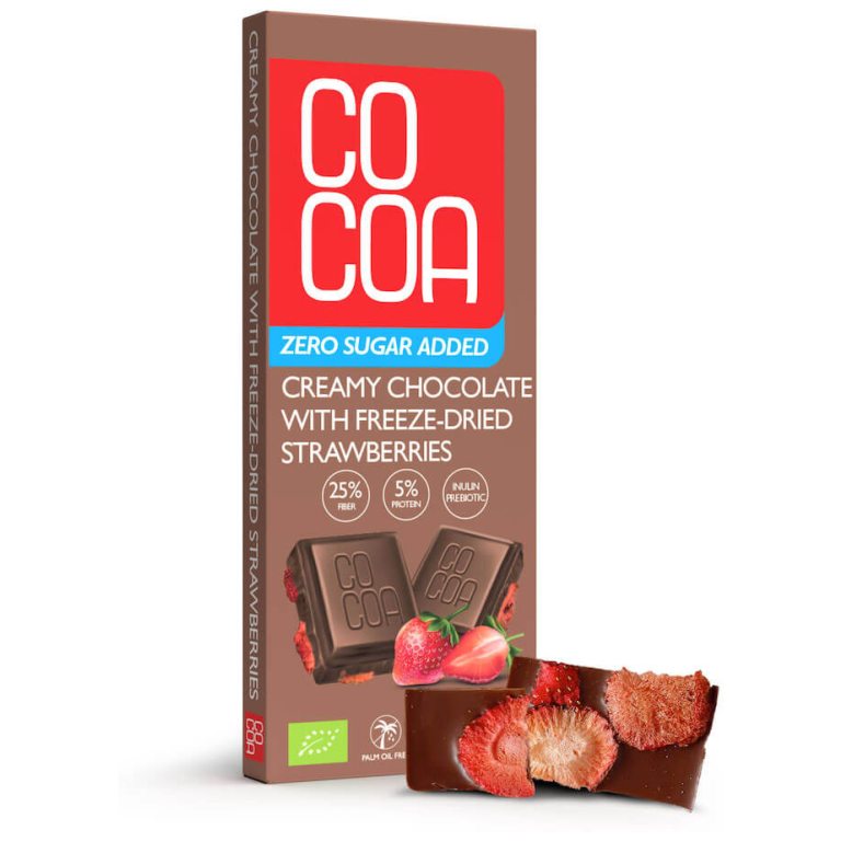 CZEKOLADA CREAMY Z TRUSKAWKAMI BEZ DODATKU CUKRÓW BIO 40 g - COCOA