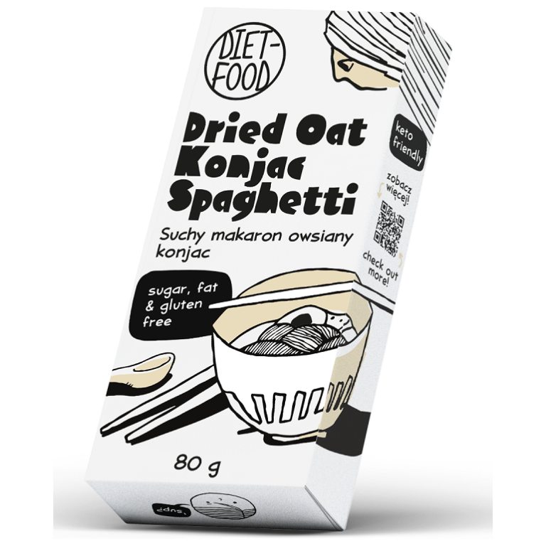 MAKARON SUCHY (KONJAC - OWIES) SPAGHETTI BEZGLUTENOWY 80 g - DIET-FOOD