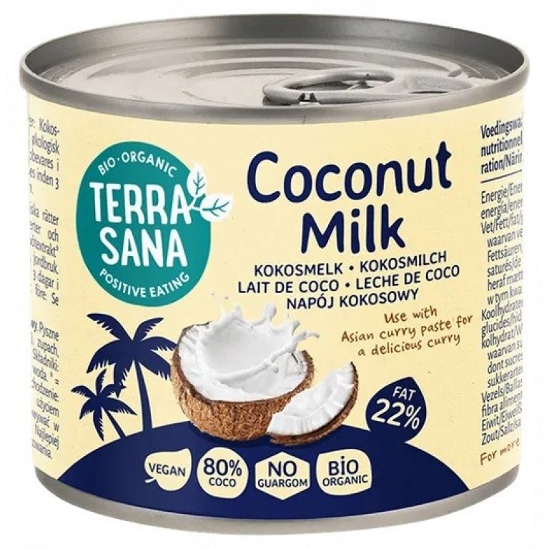 COCONUT MILK - NAPÓJ KOKOSOWY BEZ GUMY GUAR (22 % TŁUSZCZU) BIO 200 ml - TERRASANA