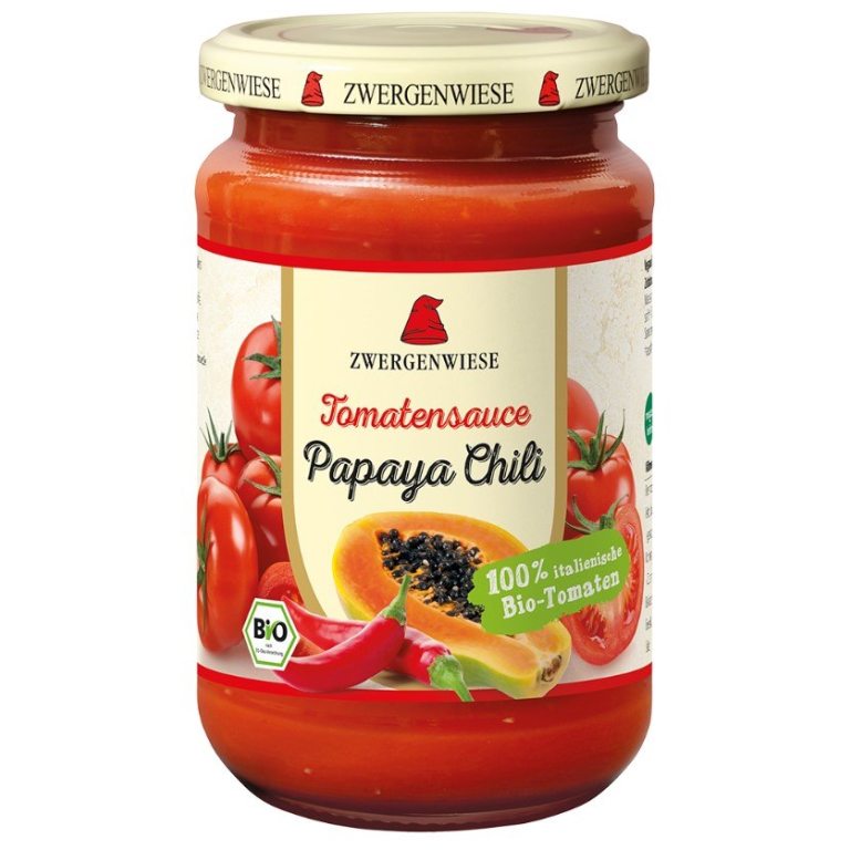 SOS POMIDOROWY PAPAYA - CHILI (PIKANTNY) BEZGLUTENOWY BIO 340 ml - ZWERGENWIESE