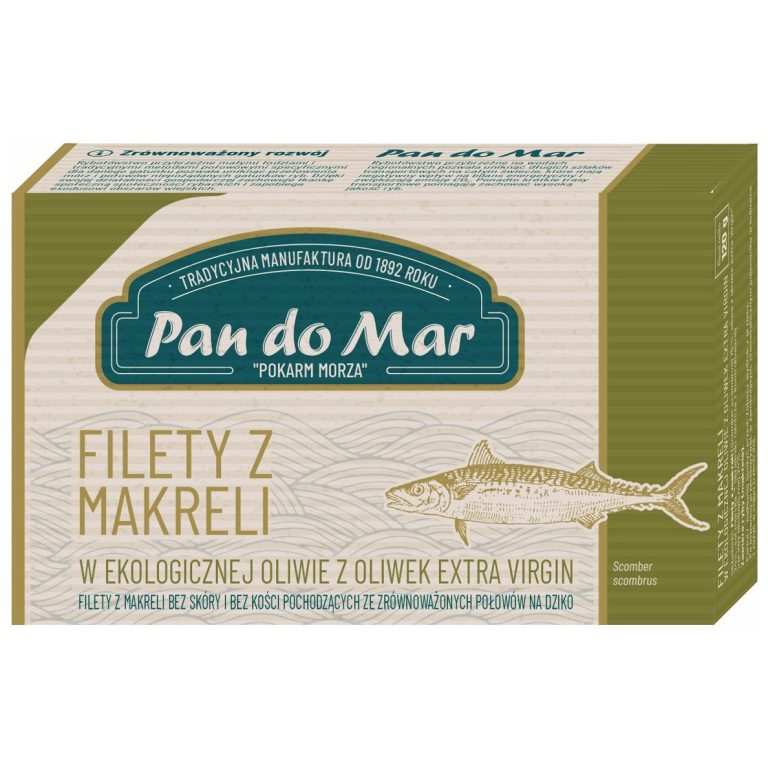MAKRELA FILETY W BIO OLIWIE Z OLIWEK EXTRA VIRGIN 120 g - PAN DO MAR