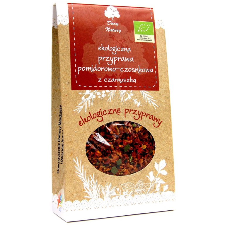 PRZYPRAWA POMIDOROWO - CZOSNKOWA Z CZARNUSZKĄ BIO 40 g - DARY NATURY