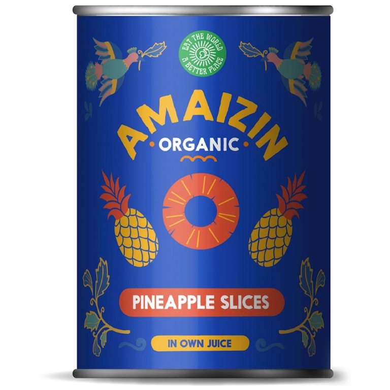 ANANAS PLASTRY W SOKU WŁASNYM BIO 400 g (225 g) - AMAIZIN