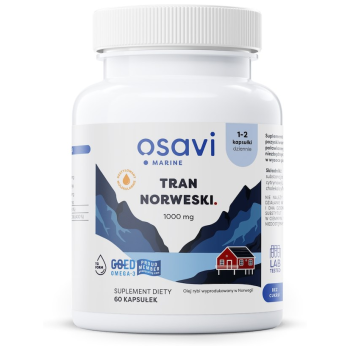 TRAN NORWESKI OMEGA-3 (220 mg) O SMAKU CYTRYNOWYM BEZGLUTENOWY 60 KAPSUŁEK - OSAVI