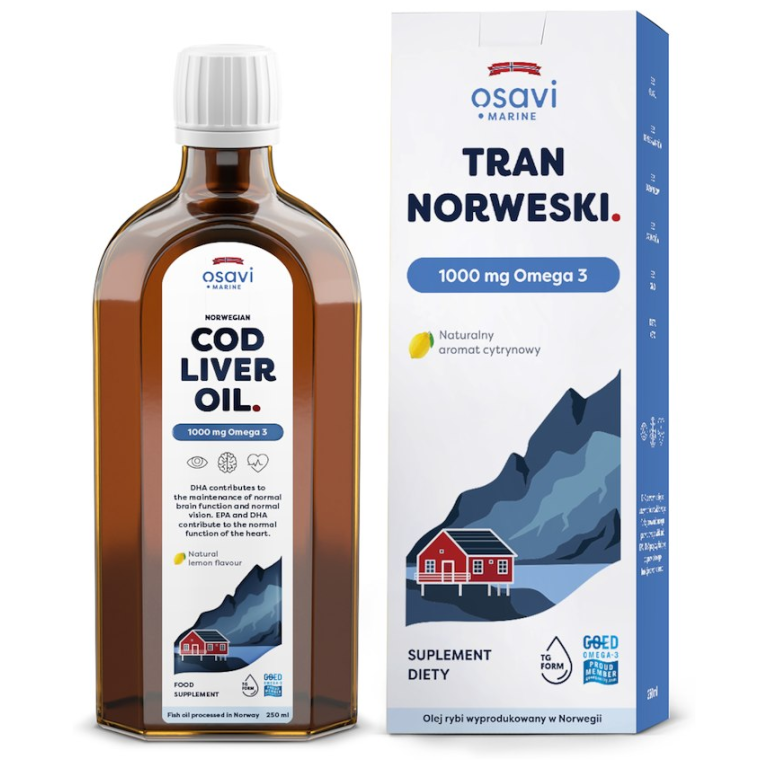 TRAN NORWESKI OMEGA-3 (1000 mg) O SMAKU CYTRYNOWYM 250 ml - OSAVI