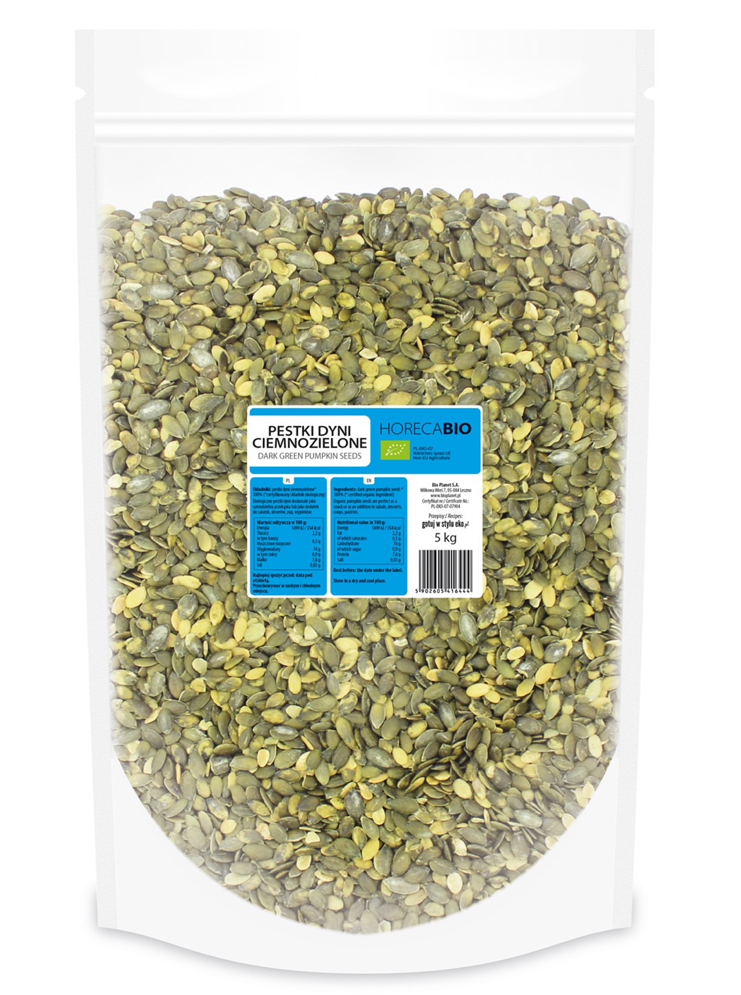 PESTKI DYNI CIEMNOZIELONE BIO 5 kg - HORECA (BIO PLANET)