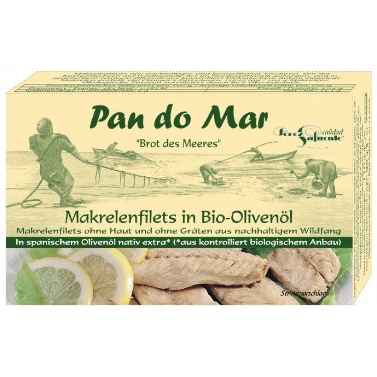 MAKRELA FILETY W BIO OLIWIE Z OLIWEK EXTRA VIRGIN 120 g (90 g) - PAN DO MAR