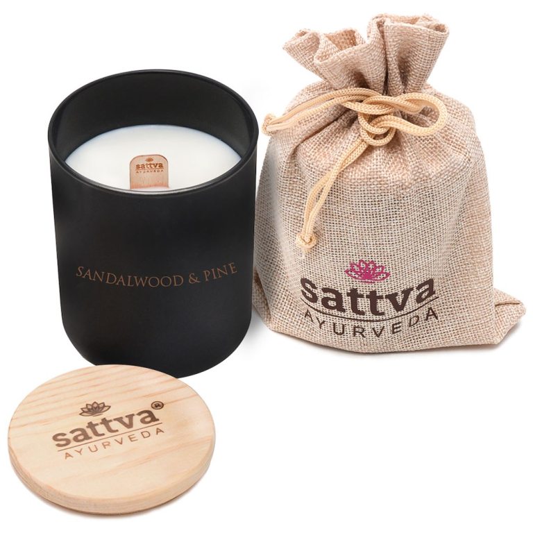ŚWIECA SOJOWA DRZEWO SANDAŁOWE I SOSNA 200 ml - SATTVA (AYURVEDA)