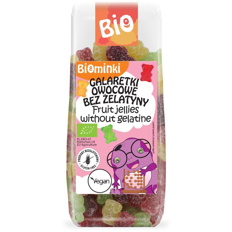 GALARETKI OWOCOWE BEZ ŻELATYNY BEZGLUTENOWE BIO 100 g - BIOMINKI
