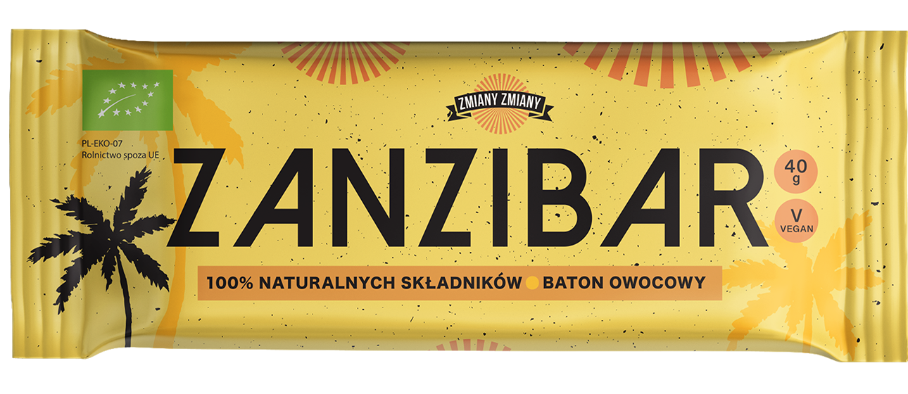 BATON OWOCOWY "ZANZIBAR" BEZGLUTENOWY BIO 40 g - ZMIANY ZMIANY