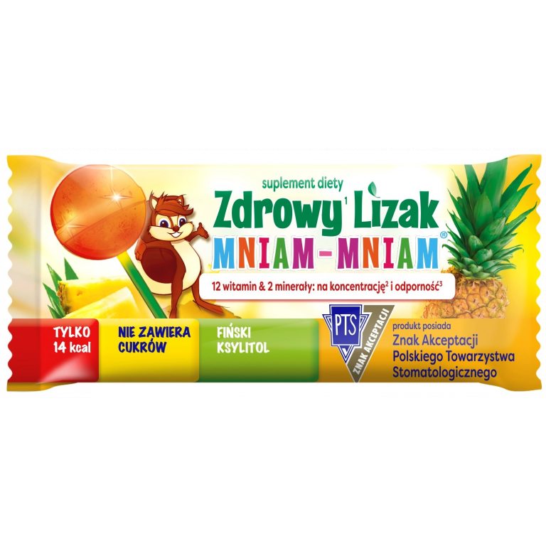 LIZAK KULKA O SMAKU ANANASOWYM Z WITAMINAMI I MINERAŁAMI BEZGLUTENOWY 6 g - MNIAM MNIAM STARPHARMA