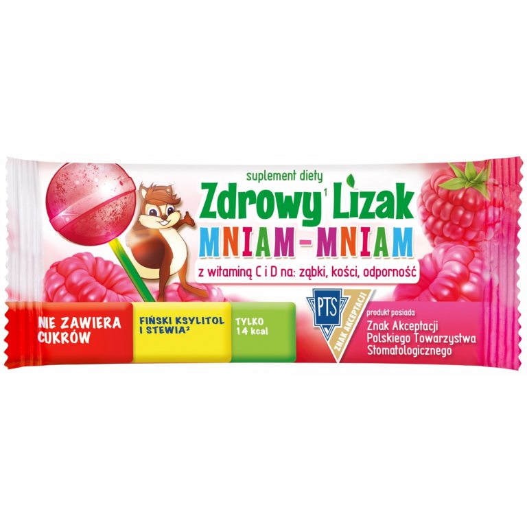 LIZAK KULKA O SMAKU MALINOWYM Z WITAMINĄ D I C BEZGLUTENOWY 6 g - MNIAM MNIAM STARPHARMA