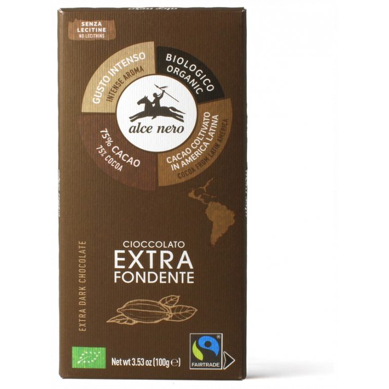 CZEKOLADA GORZKA 75 % FAIR TRADE BEZGLUTENOWA BIO 100 g - ALCE NERO