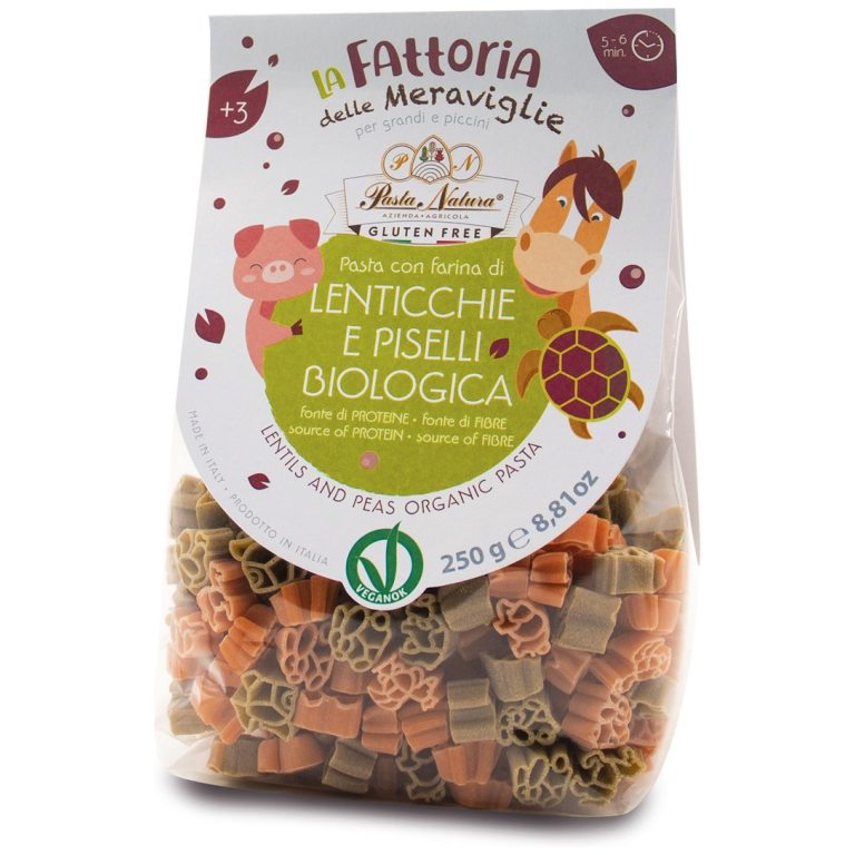 MAKARON (Z SOCZEWICY I GROSZKU) DLA DZIECI ZWIERZĘTA BEZGLUTENOWY BIO 250 g - PASTA NATURA