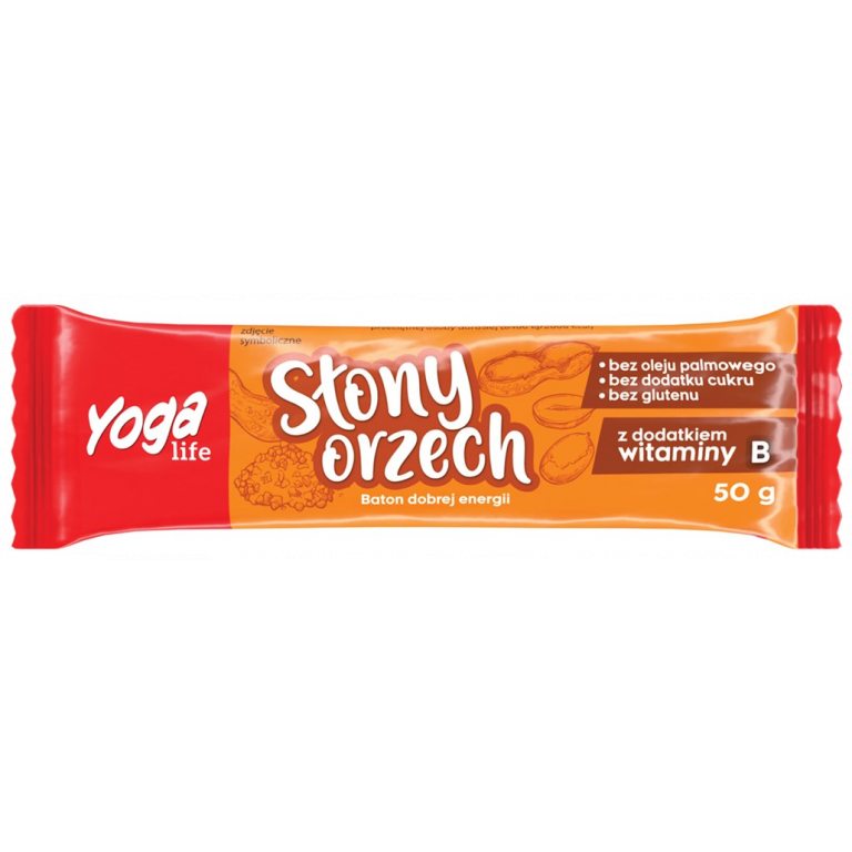 BATON DAKTYLOWY SŁONY ORZECH Z WITAMINĄ B BEZGLUTENOWY 50 g - YOGA LIFE