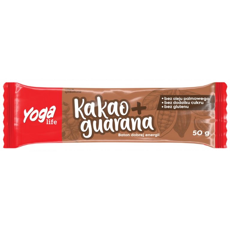 BATON DAKTYLOWY KAKAO Z GUARANĄ BEZGLUTENOWY 50 g - YOGA LIFE