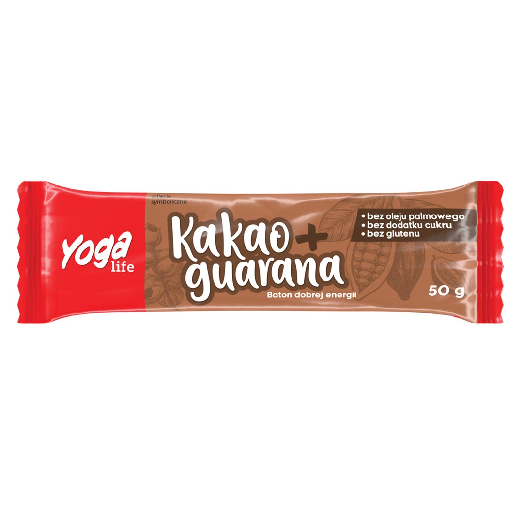 BATON DAKTYLOWY KAKAO Z GUARANĄ BEZGLUTENOWY 50 g - YOGA LIFE