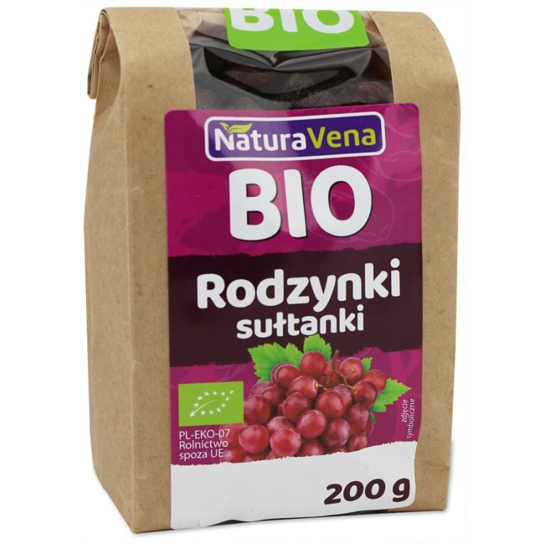 RODZYNKI SUŁTANKI BEZGLUTENOWE BIO 200 g - NATURAVENA