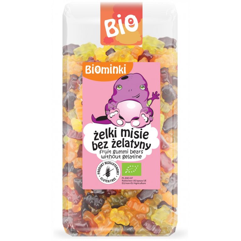 ŻELKI MISIE BEZ ŻELATYNY BEZGLUTENOWE BIO 400 g - BIOMINKI
