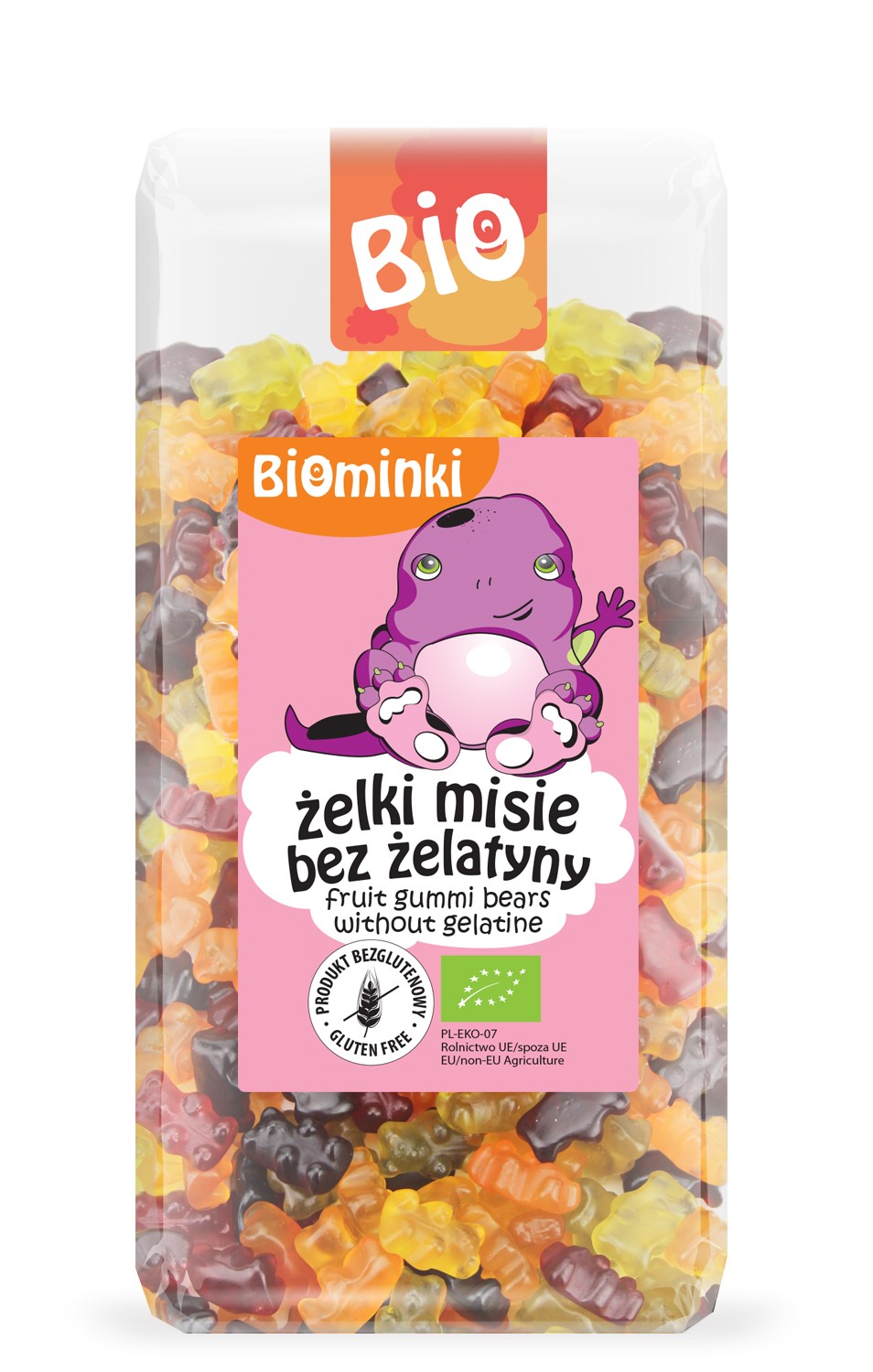 ŻELKI MISIE BEZ ŻELATYNY BEZGLUTENOWE BIO 400 g - BIOMINKI