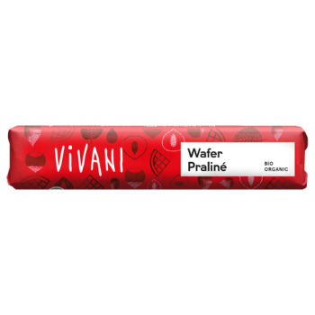 BATON MLECZNA CZEKOLADA Z NADZIENIEM PRALINOWYM Z KAWAŁKAMI WAFELKÓW BIO 40 g - VIVANI