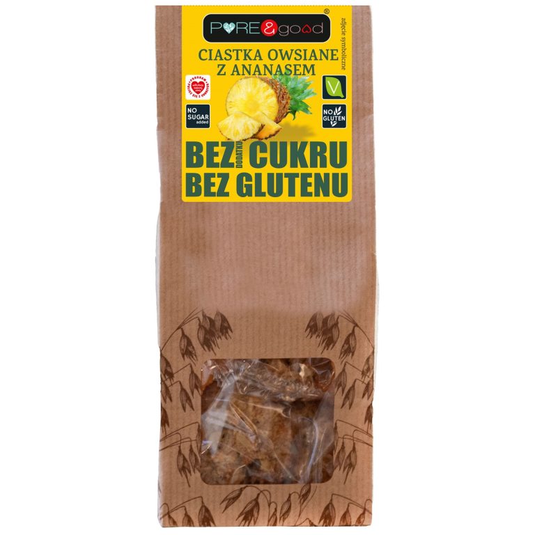 CIASTKA OWSIANE Z ANANASEM BEZ DODATKU CUKRÓW BEZGLUTENOWE 150 g - PURE&GOOD