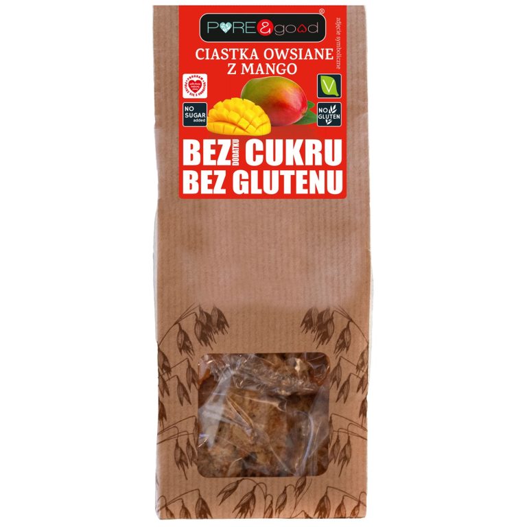 CIASTKA OWSIANE Z MANGO BEZ DODATKU CUKRÓW BEZGLUTENOWE 150 g - PURE&GOOD