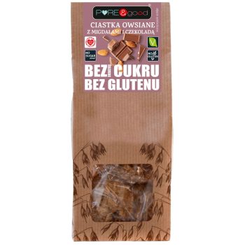 CIASTKA OWSIANE Z MIGDAŁAMI I CZEKOLADĄ BEZ DODATKU CUKRÓW BEZGLUTENOWE 150 g - PURE&GOOD