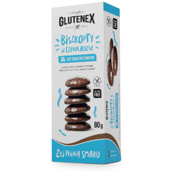 BISZKOPTY W CZEKOLADZIE BEZ DODATKU CUKRÓW BEZGLUTENOWE 80 g - GLUTENEX