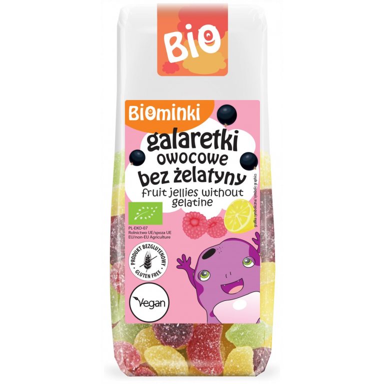 GALARETKI OWOCOWE BEZ ŻELATYNY BEZGLUTENOWE BIO 100 g - BIOMINKI