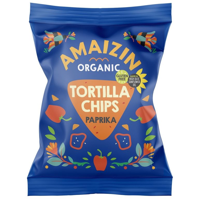 CHIPSY TORTILLA KUKURYDZIANE PAPRYKOWE BEZGLUTENOWE BIO 75 g - AMAIZIN