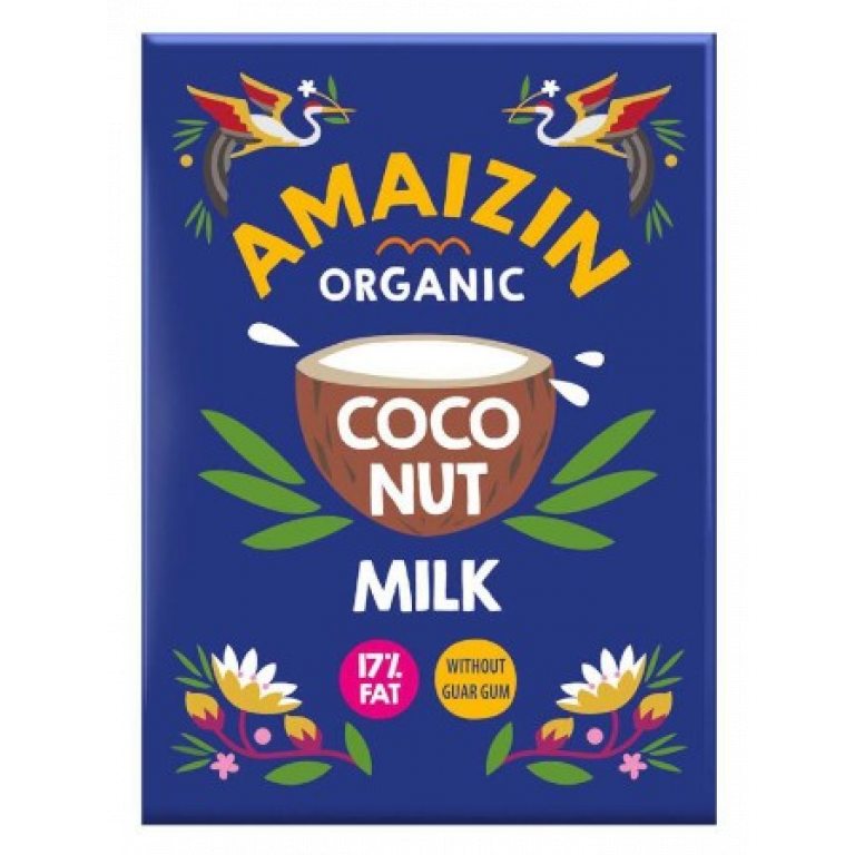 COCONUT MILK - NAPÓJ KOKOSOWY BEZ GUMY GUAR (17 % TŁUSZCZU) BIO 500 ml - AMAIZIN