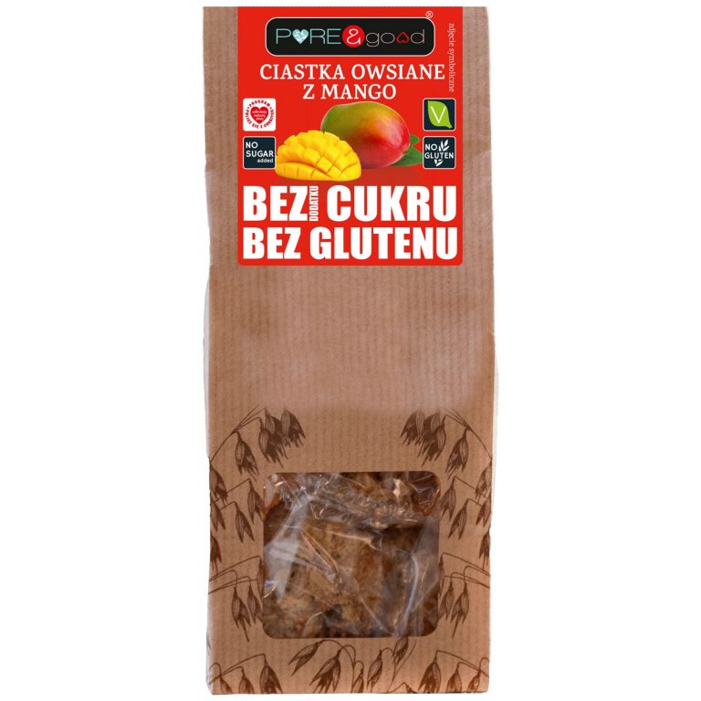 CIASTKA OWSIANE Z MANGO BEZ DODATKU CUKRU BEZGLUTENOWE 150 g - PURE&GOOD