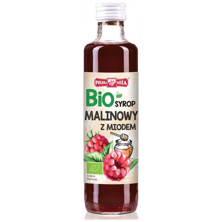 SYROP MALINOWY SŁODZONY MIODEM BIO 250 ml - POLSKA RÓŻA