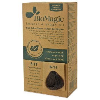 FARBA DO WŁOSÓW INTENSYWNY POPIELATY CIEMNY BLOND (6.11) 250 g - BIOMAGIC