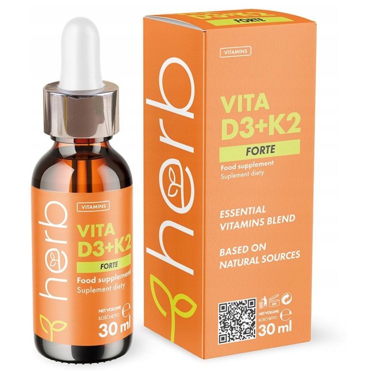 HERB Vita WITAMINA D3 4000 IU + K2 100 mcg FORTE 30ml W KROPLACH krople