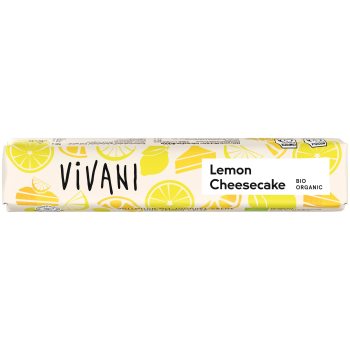 BATON MLECZNA CZEKOLADA Z NADZIENIEM SERNIK CYTRYNOWY BIO 40 g - VIVANI