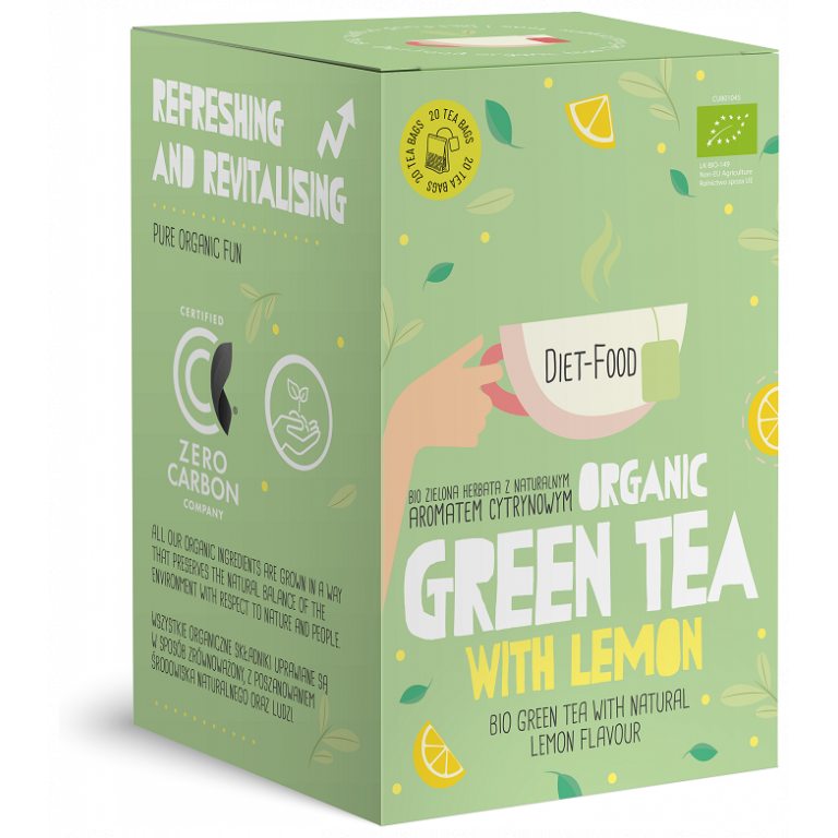 HERBATA ZIELONA O SMAKU CYTRYNOWYM (GREEN TEA WITH LEMON) BIO (20 x 2 g) 40 g - DIET-FOOD