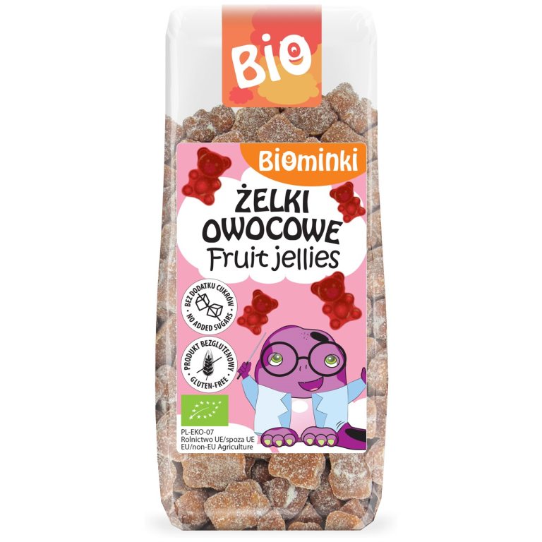 ŻELKI OWOCOWE BEZ ŻELATYNY BEZGLUTENOWE BIO 150 g - BIOMINKI