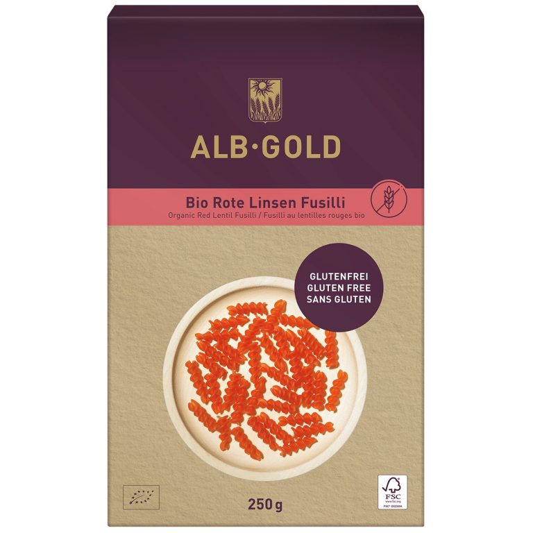 MAKARON PROTEINOWY (Z SOCZEWICY CZERWONEJ) ŚWIDERKI BEZGLUTENOWY BIO 250 g - ALB-GOLD